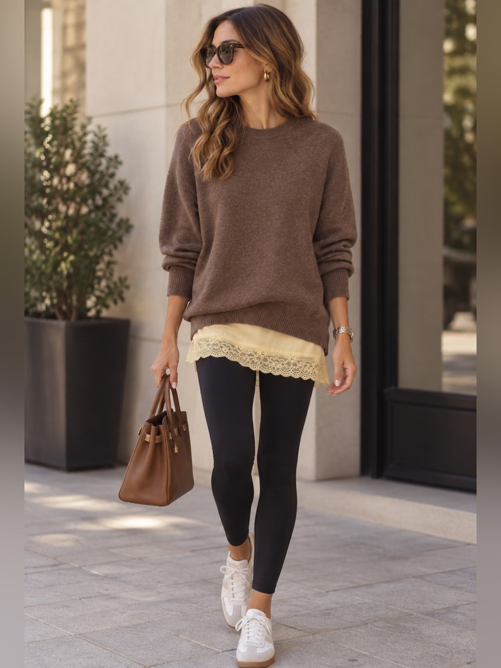 Zara Women's Brown Crewneck Sweater